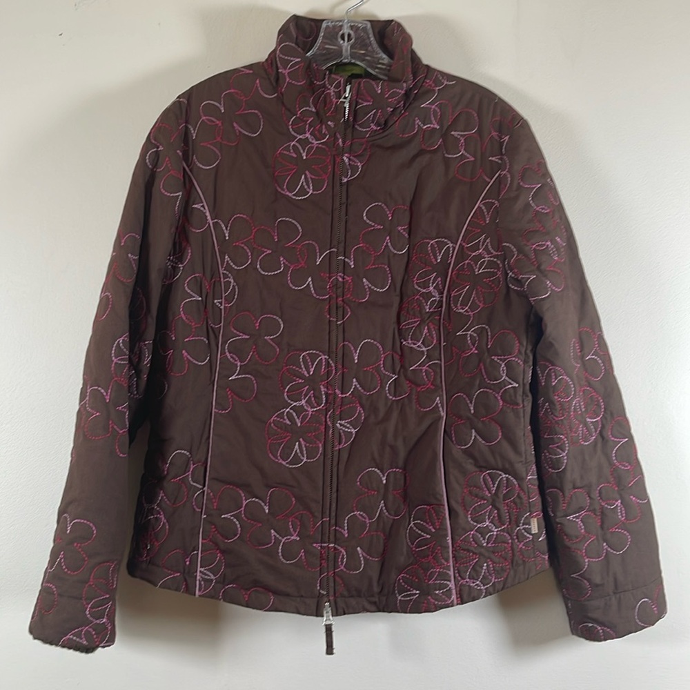 OILILY FLORAL EMBROIDERED JACKET FULL ZIP FUNNEL NECK 42 XL